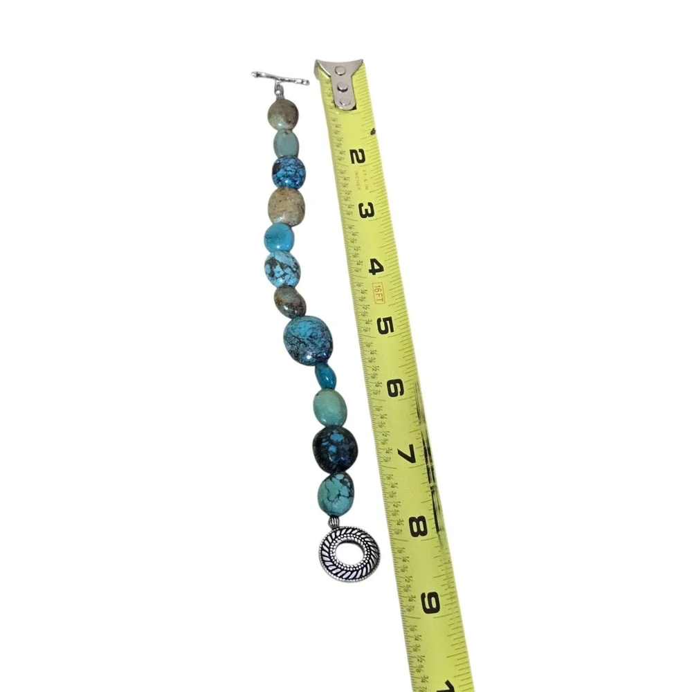 Carolyn Pollack Relios 925 Kingman Turquoise Beaded Necklace Bracelet Set Toggle